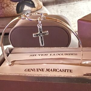 Silver Luxuries Bracelet with Marcasite Cross Charm